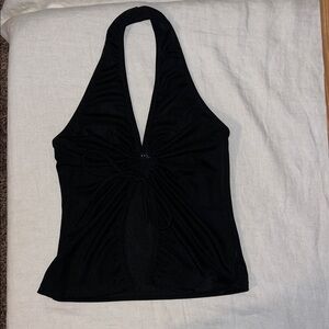 Keyhole black halter top